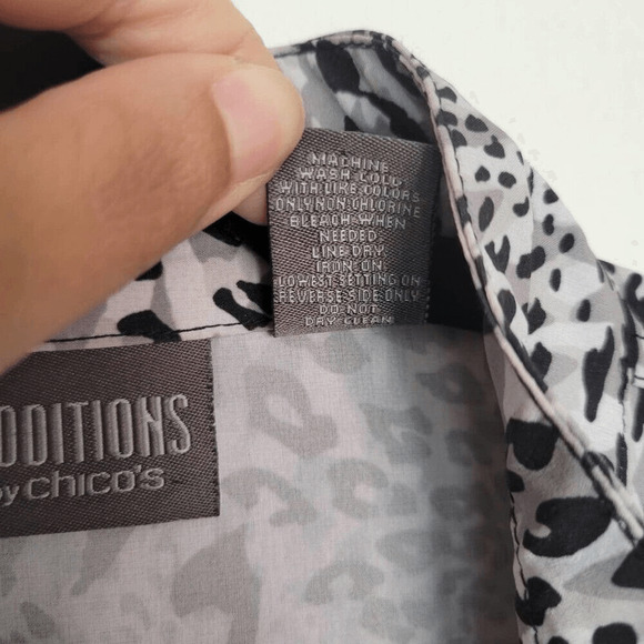 Additions by Chico's Womens Large Grey Leopard Animal Print Zip Jacket Shacket - Picture 4 of 11
